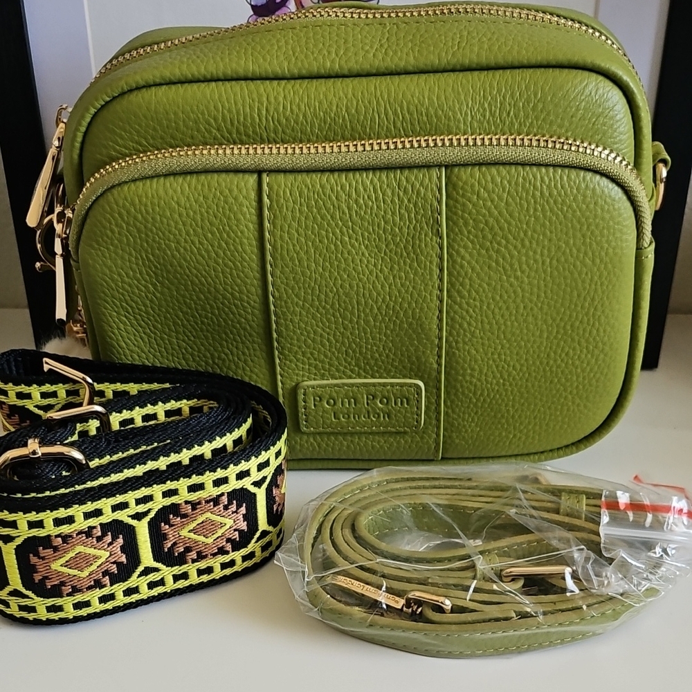 Pom Pom London Wasabi Green Original Crossbody Bag